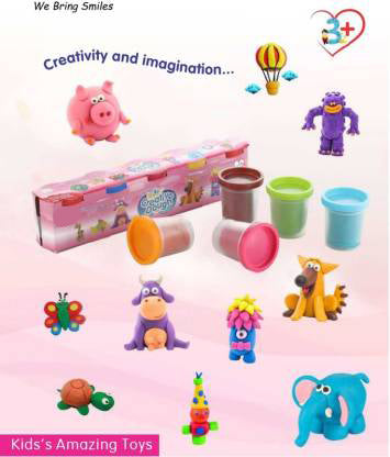 Multicolour non-toxic dough clay pack of 5, 50 grams each Multicolour non-toxic dough clay pack of 5, 50 grams each